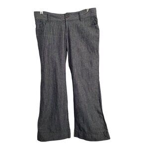 Wet Seal Size 13 Pants Stripe Linen Blend Trousers Lurex Gold Low Rise Wide Leg